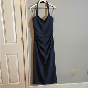 Elegant Navy Halter Dress - LIONESS